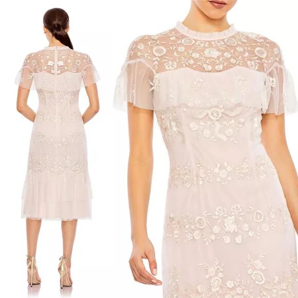MAC DUGGAL 35147 High Neck Mesh Tier Embroidered Dress Size 10 New MSRP $398 - Picture 1 of 9